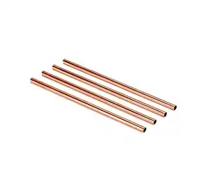 qPipe Copper Drinking Straws Set of 4 with Cleaning Brush