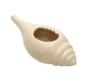 Shell Ceramic Neti Pot – White Decorative Conch Design