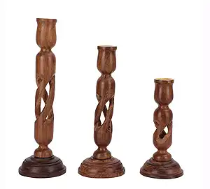 Wooden Candle Stand – Set of 3