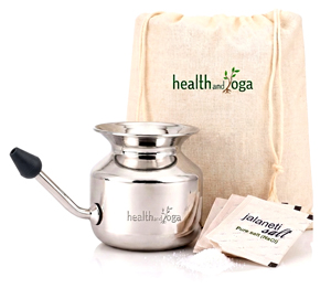 Premium Stainless Steel Neti Pot with Interchangeable Nasal Cones