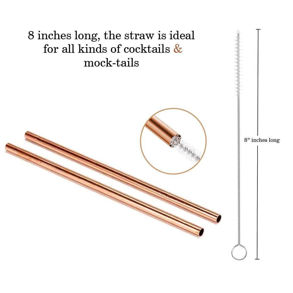Fun Time Copper Straws Reusable w/ Cleaning Brushes 4 Ct.