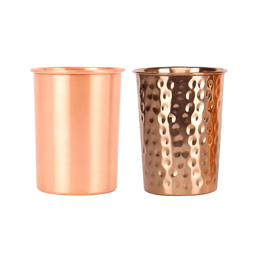 Buy qCup Plain & Hammered Copper Glass Set by SoulGenie